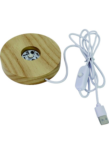 LED Işışhir Tabanı Ahşap Işıklı Taban Standı Yuvarlak Lambası Tabanı C 10 Cm (Yurt Dışından)