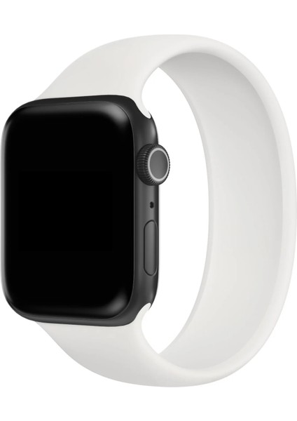 Watch 2 3 4 5 6 7 8 9 Se 38 40 41MM Uyumlu Solo Loop Silikon Kordon Beyaz Kayış Medium Beden