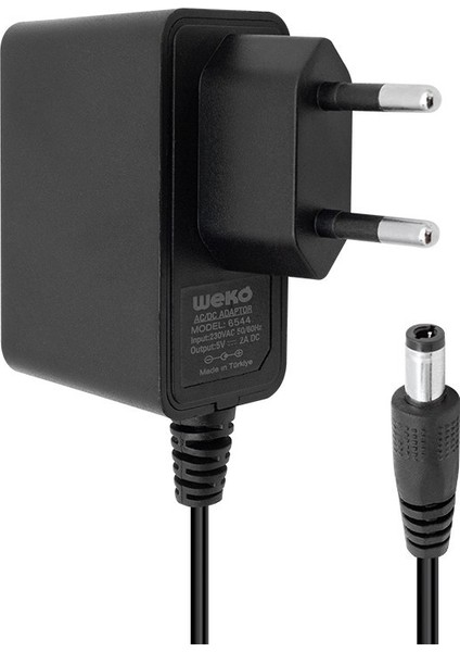 5 Volt - 2 Amper -10 Watt 5.5*2.5 Uçlu Plastik Kasa Priz Tip Adaptör Kutulu Yerli Üretim Adaptör Siyah