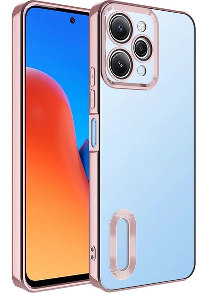 Xiaomi Redmi 12 Kılıf Kamera Lens Korumalı Logo Gösteren Parlak Kenarlı Kapak (Omega)