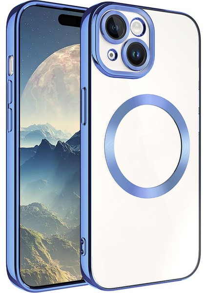 - Apple iPhone 15 - Kılıf Magsafe Wireless Şarj Özellikli Setro Silikon - Sierra Mavi