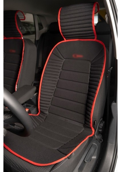 Fresh Start Citroen Jumper Lüks Oto Koltuk Minderi Ön 2'li Set Siyah Kırmızı Bumerang Serisi