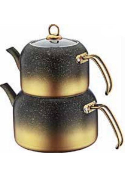 Granit Delux Aile Boy Çaydanlık Seti (Gold)