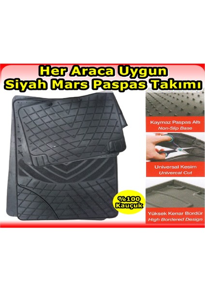 Fiat Strada Uyumlu Mars Kauçuk Siyah Paspas Seti