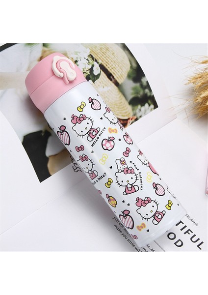350/500 ml Hello Kitty Çocuklar Termal Su Şişesi Sıcak Kawaii Su Şişesi Pembe Karikatür Paslanmaz Çelik Termos Hediye (Yurt Dışından)