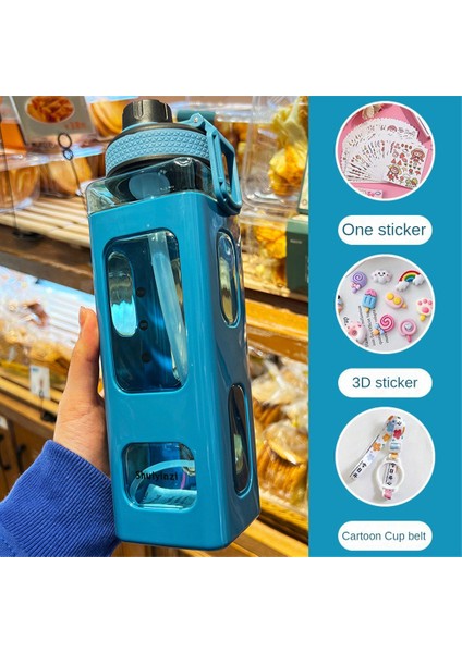 700ML Sevimli Kız Su Kapaklı Şişe Saman Etiket Plastik Meyve Suyu Süt Taşınabilir Kawaii Su Bardağı Çocuk Içme Seti (Yurt Dışından)