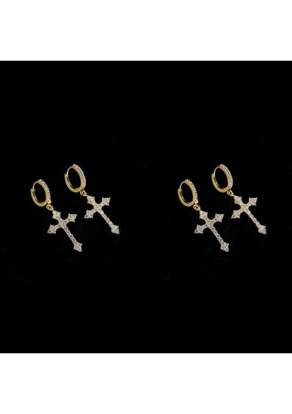 2 Pairs Şık Küpe Damızlık Küpe Mizaç Geometrik Zirkon Eardrop Takı Çapraz Küpe Nefis Batı Tarzı Kulak Takı (Yurt Dışından)