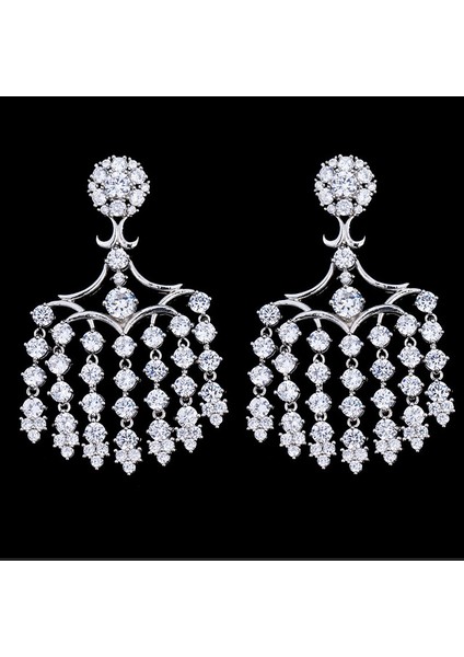 ET-430 Canpel Düğün Takı Lüks Temizle Zirkon Kristal Rhinestones Uzun Damla Küpe Kadınlar Için Moda Gelin Küpe Yüksek Kalite (Yurt Dışından)