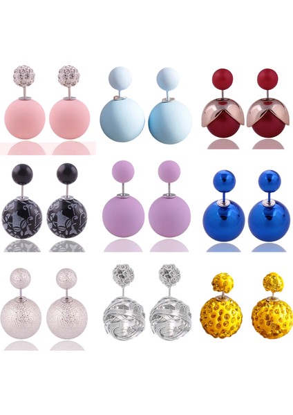 165 Kahve Yeni Varış Çift Taraflı Büyük Inci Küpeler Boncuk Topu Dangle Küpe Kadın Şeker Renkler Kauçuk Kristal Top Damızlık Takı Hediye (Yurt Dışından) fiyatları