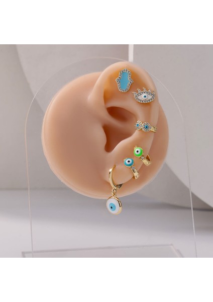 E2645G-3 1 Parça Şanslı Mavi Türk Nazar Daire Küpe Kadınlar Için Paslanmaz Çelik Altın Kaplama Damla Fatima El Küpe Takı Hediye (Yurt Dışından) fiyatları