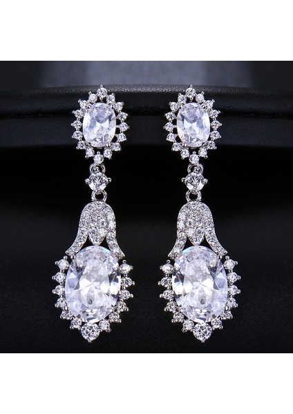 ET-471 Canpel Düğün Takı Lüks Temizle Zirkon Kristal Rhinestones Uzun Damla Küpe Kadınlar Için Moda Gelin Küpe Yüksek Kalite (Yurt Dışından)