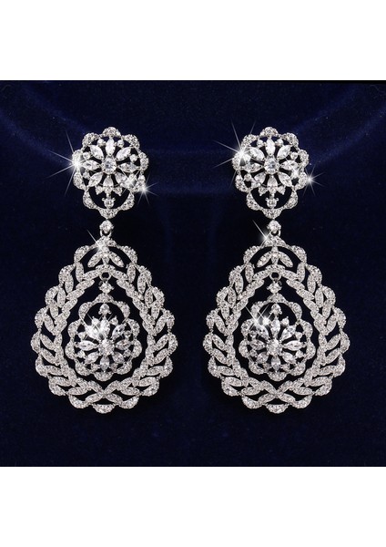 ET-575 Canpel Düğün Takı Lüks Temizle Zirkon Kristal Rhinestones Uzun Damla Küpe Kadınlar Için Moda Gelin Küpe Yüksek Kalite (Yurt Dışından)