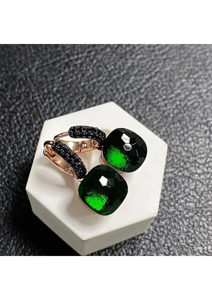 COLOR26 10.6mm Pomellato Nudo Küpe Siyah Tabanca Kaplama Kadınlar Için Ametist Siyah Oniks Damla Küpe Şeker Kare Kristal Küpe Hediye (Yurt Dışından)