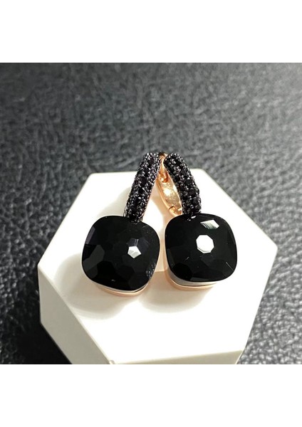 COLOR26 10.6mm Pomellato Nudo Küpe Siyah Tabanca Kaplama Kadınlar Için Ametist Siyah Oniks Damla Küpe Şeker Kare Kristal Küpe Hediye (Yurt Dışından) modelleri
