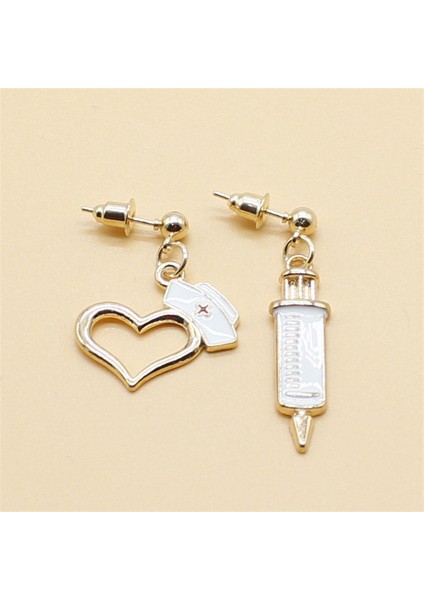 11 Moda Altın Doktor Hemşire Şapka Küpe Benzersiz Aşk Stetoskop Şırınga Bayanlar Simülasyon Takı Alaşım Küpe Hastane Hediyeler (Yurt Dışından)