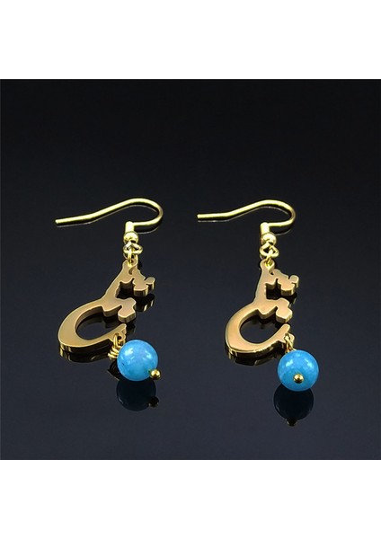 Gd Lan Farsça Aşk Şiirleri Doğal Taş Paslanmaz Çelik Dangle Küpe Damla Küpe Farsça Takı Kadınlar Için Buklet Oreille E3503 (Yurt Dışından)
