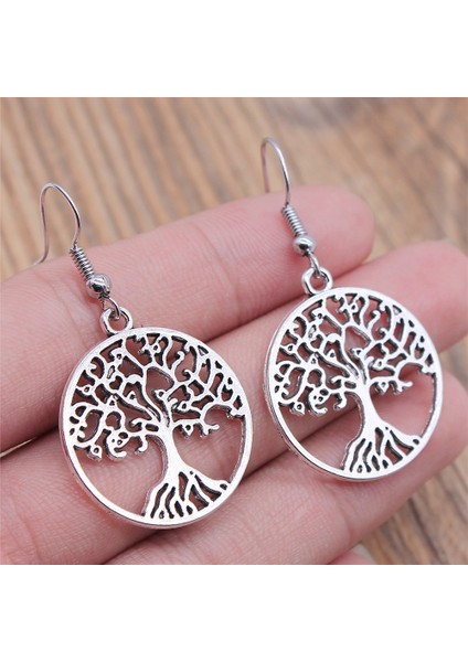 Antik Bronz Renk Kadın Vintage Damla Küpe Moda 2 Renk Hayat Ağacı Kolye Küpe (Yurt Dışından) fırsatları