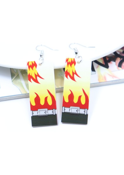 003 Sanjiao Iblis Avcısı Kimetsu Hiçbir Yaiba Küpe Kadınlar Için Kız Anime Takı El Yapımı Halka Küpe Akrilik Küpe Pendientes 1.8*1.4cm (Yurt Dışından)