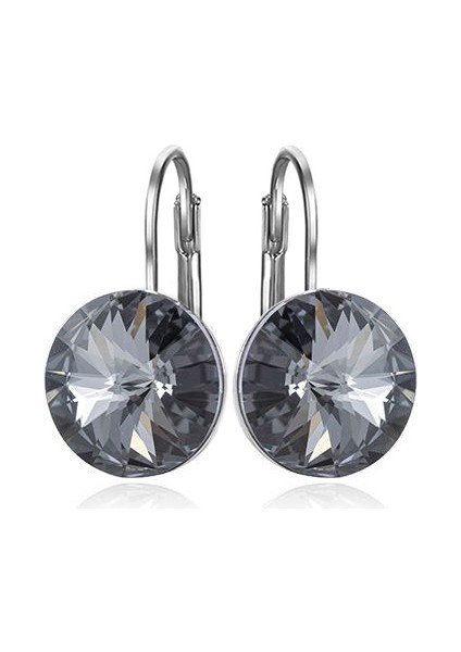 Avusturya Elements Bella Platinum-Bk Elmas Moda Kristalleri Damla Küpe Gümüş Renk Yuvarlak Dangle Küpe Kadınlar Için Noel Düğün Bijoux (Yurt Dışından)