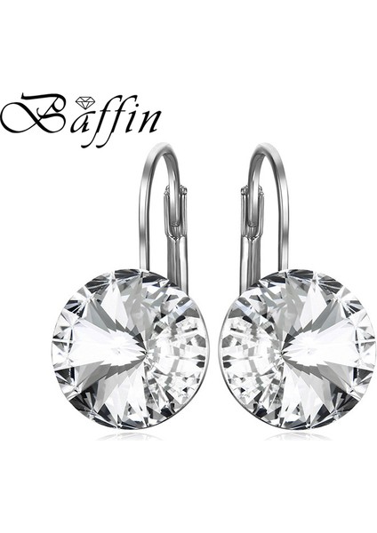 Avusturya Elements Bella Platinum-Bk Elmas Moda Kristalleri Damla Küpe Gümüş Renk Yuvarlak Dangle Küpe Kadınlar Için Noel Düğün Bijoux (Yurt Dışından)