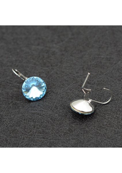 Avusturya Elements Bella Platinum-Bk Elmas Moda Kristalleri Damla Küpe Gümüş Renk Yuvarlak Dangle Küpe Kadınlar Için Noel Düğün Bijoux (Yurt Dışından)