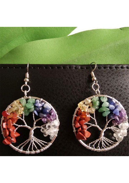 Mor Takılar 7 Çakra Doğal Taş Hayat Ağacı Sarkaç Kristal Küpe Kadınlar Için Şifa Damla Kolye Küpe Kuvars Reiki Takı (Yurt Dışından) fiyatları