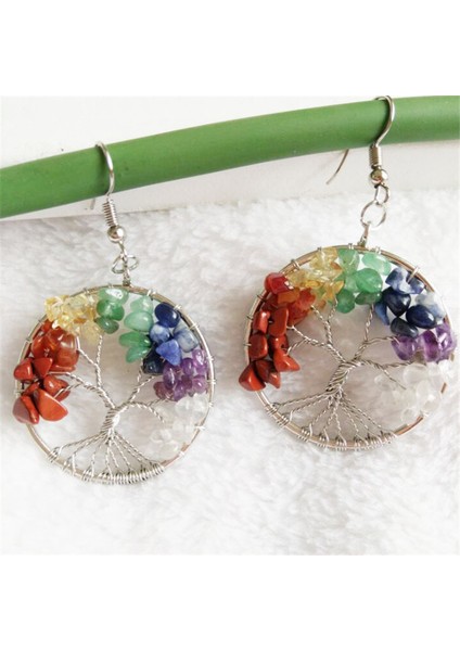 Mor Takılar 7 Çakra Doğal Taş Hayat Ağacı Sarkaç Kristal Küpe Kadınlar Için Şifa Damla Kolye Küpe Kuvars Reiki Takı (Yurt Dışından) fırsatları