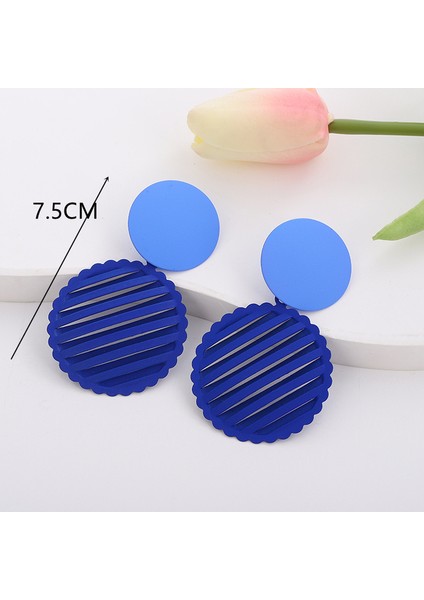 EK5079 Yeni Mavi Renk Dangle Küpe Kadınlar Için Yuvarlak Metal Çiçek Yaprak Kristal Gem Yıldız Brincos Tatlı Düğün Parti Takı Noel Hediyesi (Yurt Dışından)