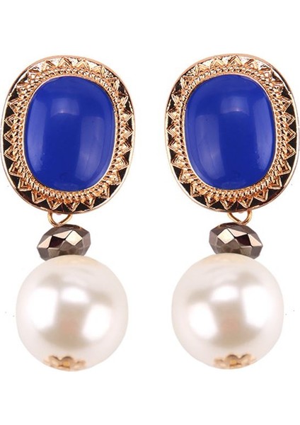EK5079 Yeni Mavi Renk Dangle Küpe Kadınlar Için Yuvarlak Metal Çiçek Yaprak Kristal Gem Yıldız Brincos Tatlı Düğün Parti Takı Noel Hediyesi (Yurt Dışından)