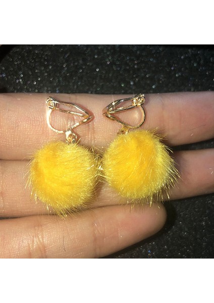 16 Taklit Kürk Küpe Kabarık Pom Pom Zincir Damla Küpe Hairball Püskül Dangle Küpe Saç Topu Kolye Takı Parti Giydirme (Yurt Dışından)