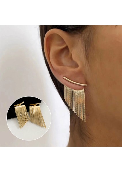 Gümüş Moda Püskül Küpe Bildirimi Uzun Kavisli Saçak Kolye Takı Aksesuarları Kadınlar Için Egirls Altın Renk Mizaç Küpe (Yurt Dışından) fiyatları