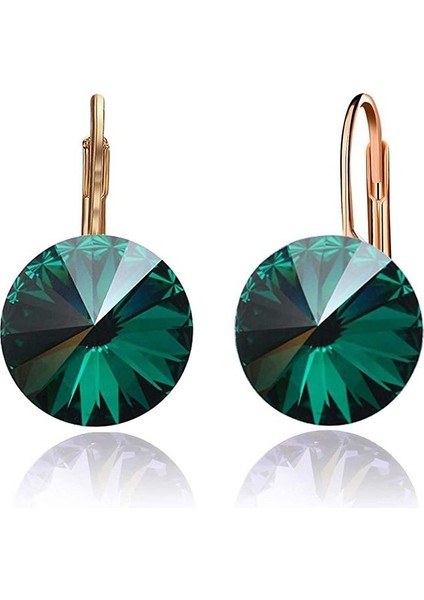 Altın-Zümrüt Moda Kristaller Avusturya Elemanlarından Bella Damla Küpe Gümüş Renk Yuvarlak Dangle Küpe Kadınlar Için Noel Düğün Bijoux (Yurt Dışından)
