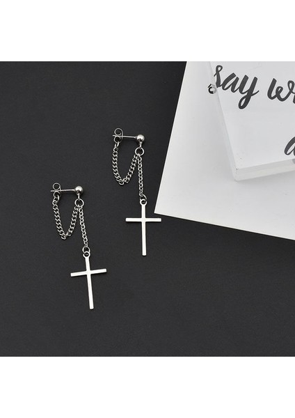 01 Punk Serin Püskül Zincir Çapraz Küpe Kadınlar Için Kız 2021 Trend Kore Tarzı Düğün Vintage Hip Hop Sallanan Takı Hediye (Yurt Dışından)