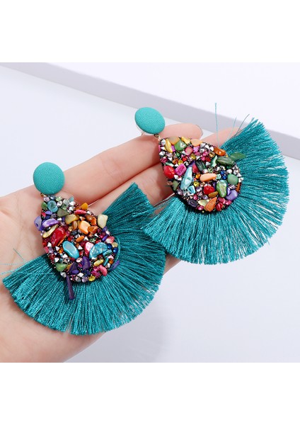 Stil 5 1 Çift Yeni Moda Bohemia Püskül Küpe Renkli Charm Kristal Glitter Payetler Dangle Saçak Damla Kadın Takı Aksesuarları (Yurt Dışından)