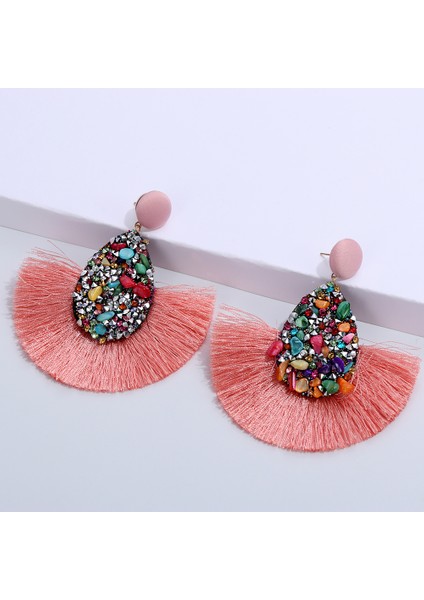 Stil 5 1 Çift Yeni Moda Bohemia Püskül Küpe Renkli Charm Kristal Glitter Payetler Dangle Saçak Damla Kadın Takı Aksesuarları (Yurt Dışından)
