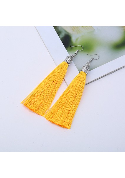 Renk 7 Bohemian Uzun Püskül Bırak Dangle Küpe Kadınlar Kız Için Kırmızı Mavi Beyaz Ipek Kumaş Etnik Vintage Küpe Moda Takı Hediye (Yurt Dışından)