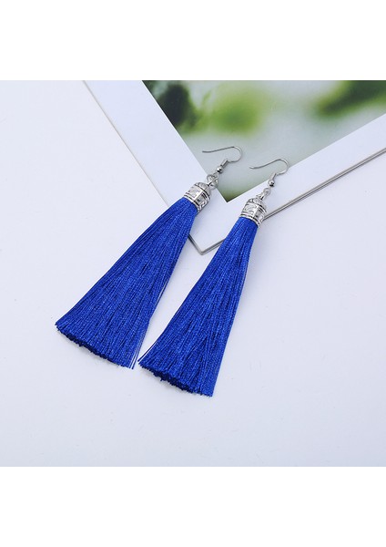 Renk 7 Bohemian Uzun Püskül Bırak Dangle Küpe Kadınlar Kız Için Kırmızı Mavi Beyaz Ipek Kumaş Etnik Vintage Küpe Moda Takı Hediye (Yurt Dışından) fırsatları