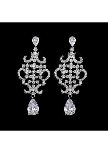 ET-260 Canpel Düğün Takı Lüks Temizle Zirkon Kristal Rhinestones Uzun Damla Küpe Kadınlar Için Moda Gelin Küpe Yüksek Kalite (Yurt Dışından)