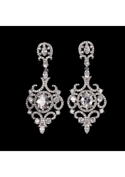 ET-214 Canpel Düğün Takı Lüks Temizle Zirkon Kristal Rhinestones Uzun Damla Küpe Kadınlar Için Moda Gelin Küpe Yüksek Kalite (Yurt Dışından)