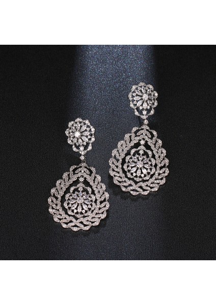 ET-214 Canpel Düğün Takı Lüks Temizle Zirkon Kristal Rhinestones Uzun Damla Küpe Kadınlar Için Moda Gelin Küpe Yüksek Kalite (Yurt Dışından)