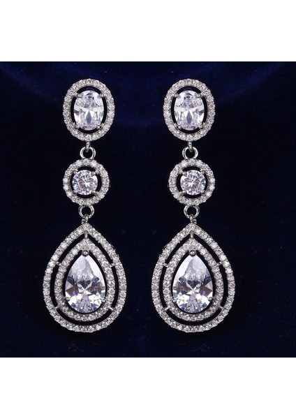 ET-735 Canpel Düğün Takı Lüks Temizle Zirkon Kristal Rhinestones Uzun Damla Küpe Kadınlar Için Moda Gelin Küpe Yüksek Kalite (Yurt Dışından)