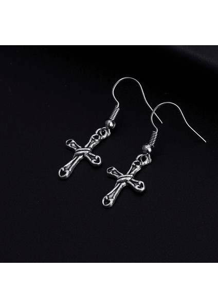19 Trendy Vintage Çapraz Şekil Dangle Antik Gümüş Kaplama Küpe Kadınlar Için Kız Retro Damla Küpe Sevimli Küpe Takı Bijoux (Yurt Dışından)