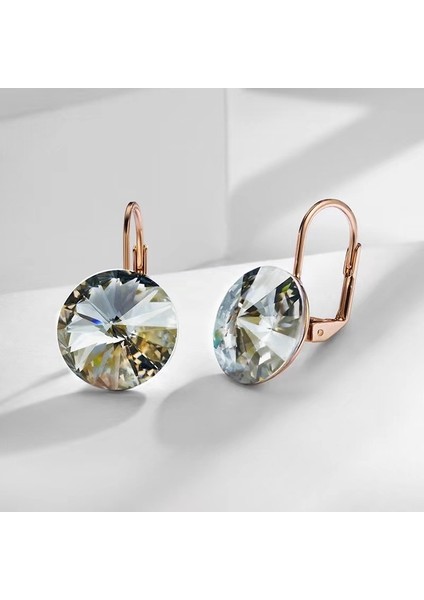 Altın-Mavi Gölge Moda Avusturya Elements Kristalleri Bella Damla Küpe Gümüş Renk Yuvarlak Dangle Küpe Kadınlar Için Noel Düğün Bijoux (Yurt Dışından)