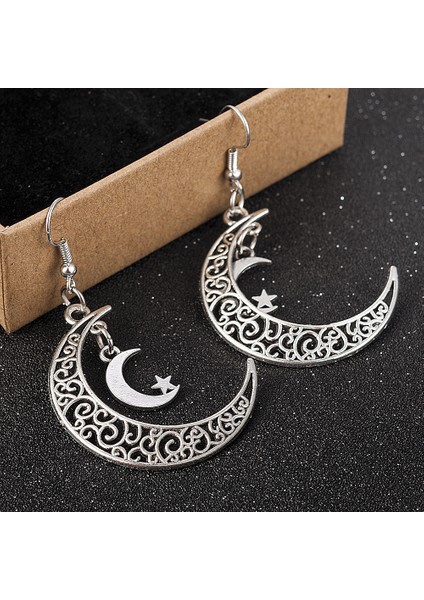 Avrupa ve Amerika'da Gümüş Yeni Retro Alaşım Hollowing Moda Çift Hilal Küpe (Yurt Dışından) fiyatları