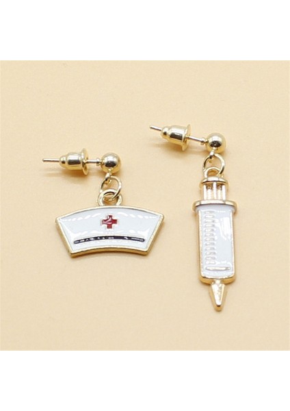 Stil 9 Moda Altın Doktor Hemşire Şapka Küpe Benzersiz Aşk Stetoskop Şırınga Bayanlar Simülasyon Takı Alaşım Küpe Hastane Hediyeler (Yurt Dışından)
