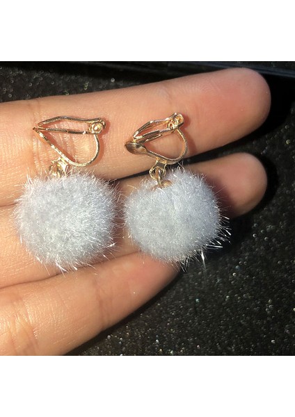 17 Taklit Kürk Küpe Kabarık Pom Pom Zincir Damla Küpe Hairball Püskül Dangle Küpe Saç Topu Kolye Takı Parti Giydirme (Yurt Dışından)