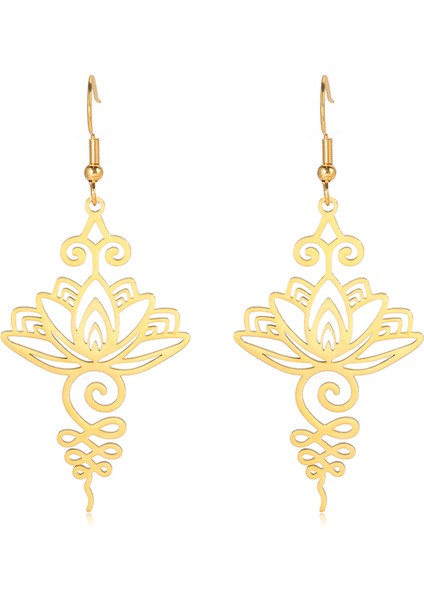 Altın Rengi Dawapara Unalome Sembolü Kolye Lotus Çiçeği Küpe Vintage Yoga Budizm Hediye Benzersiz Geometrik Paslanmaz Çelik Takı (Yurt Dışından) fiyatları