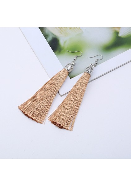 Renk 5 Bohemian Uzun Püskül Bırak Dangle Küpe Kadınlar Kız Için Kırmızı Mavi Beyaz Ipek Kumaş Etnik Vintage Küpe Moda Takı Hediye (Yurt Dışından)