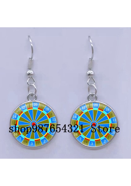 SILVER23 Moda Yeni Dart Hedef Küpe Dijital Hedef Küpe Cabochon Cam Charm Küpe Kadın Delici Küpe Takı (Yurt Dışından)