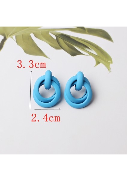 EK3043 Yeni Mavi Renk Dangle Küpe Kadınlar Için Yuvarlak Metal Çiçek Yaprak Kristal Gem Yıldız Brincos Tatlı Düğün Parti Takı Noel Hediyesi (Yurt Dışından)